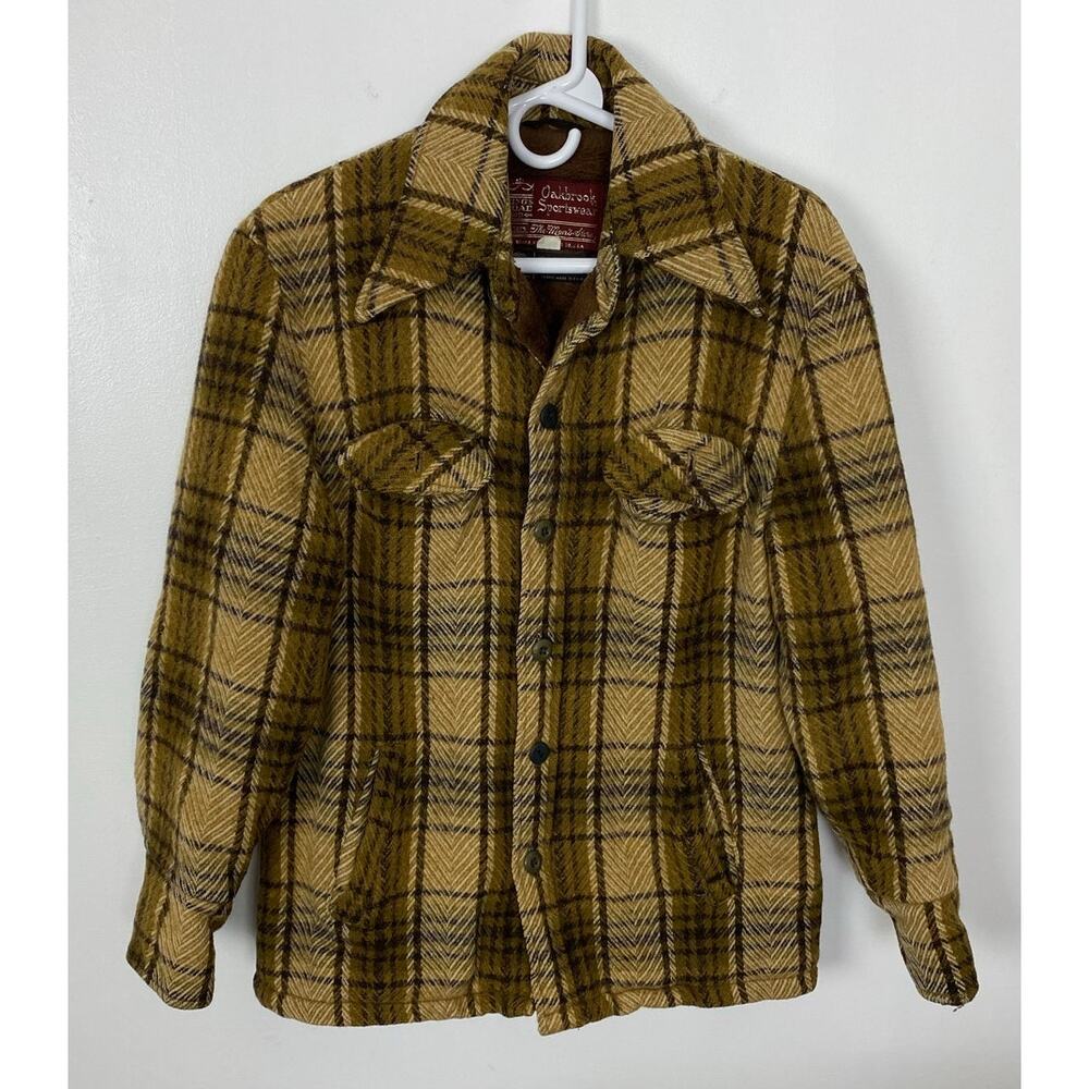 VTG 60s Sears Oakbrook Sportswear tweed wool plaid flannel shirt jacket shacket